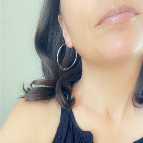 24k Gold Vermeil Large Hoop Earrings 45mm - Picture 5 of 8